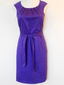 Calvin Klein Dress Size 14 Grape Purple Cotton Stretch Sheath Tie Belt NWT