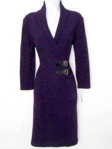 Connected Apparel Sweater Dress Size 20W Eggplant Purple Knit Buckle NWT