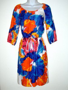ECI NY New York Dress Size Sz 6 Silky Blouson Watercolor Floral Print New