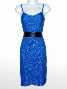Anne Klein AK Dress Size Sz PP Petite Sweater Blue Sleeveless Knit Belt NWT New