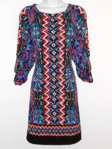 Laundry by Shelli Segal Dress Size 4 Shift Mini Colorful Boho Aztec Print NWT
