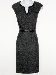 Connected Apparel Dress Size 10 Gray Black Faux Leather Trim Belt Career New