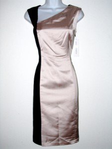 Maggy London Dress Size 12 Stretch Satin Cocktail Black Opal Sequins NWT
