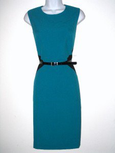 Calvin Klein CK Dress Size Sz 10 Teal Black Colorblock Belt Cocktail NWT New
