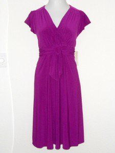 Evan Picone Dress Sz 20W Berry Purple Knot Stretch Jersey Surplice Versatile NWT