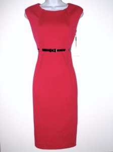 Calvin Klein CK Dress Size Sz 10 Sheath Begonia Pink Knit Career Cocktail NWT