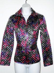 Chico's Chicos Silver Purple Pink Reversible Quilted Shimmer Jacket Size 0 New