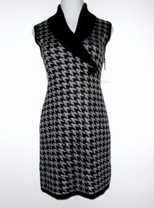 Calvin Klein CK Sweater Dress Large L Gray Black Houndstooth Sleeveless NWT
