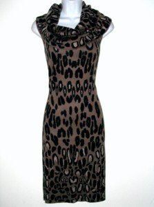 Jessica Simpson Sweater Dress Medium M Leopard Print Cowl Neck Sleeveless NWT