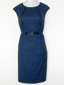 Connected Apparel Dress Size 20W Blue Sheath Belt Speckled Career Cocktail New