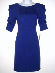 Jessica Simpson Dress Size 10 Blue Mini Knit Ruched Sleeve NWT