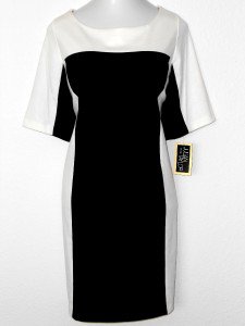 Julian Taylor Dress Size 24W Ivory Black Colorblock Knit Career Cocktail NWT