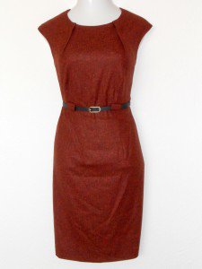 Connected Apparel Dress Size 16W Orange Sheath Belt Speckled Career Cocktail New