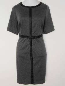 Connected Apparel Dress Size 24W Gray Black Faux Leather Trim Career New