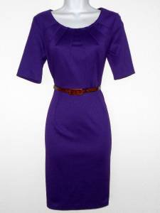 Connected Apparel Dress Size 10P Grape Purple Knit Pleated Belt Career New