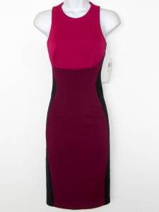 Maggy London Dress Size 4 Pink Purple Black Colorblock Scuba Illusion NWT