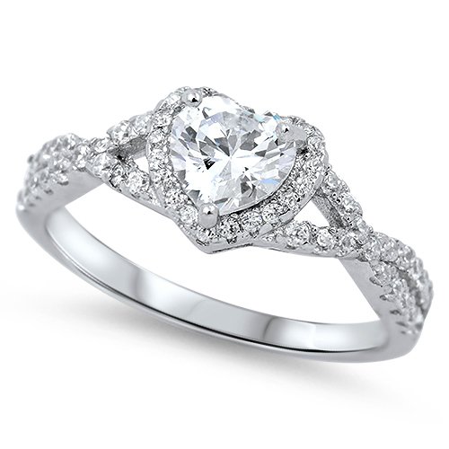 STERLING SILVER HEART INFINITY RING CZ Infinity Promise Ring Size 5,6,7,8,9,10 S