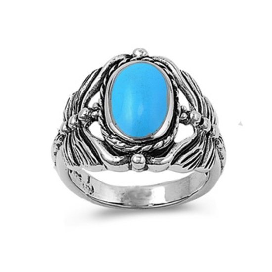 Silver Ring W/ Stone - Dragonfly Natural TURQUOISE .925 Solid Sterling Silver Ri