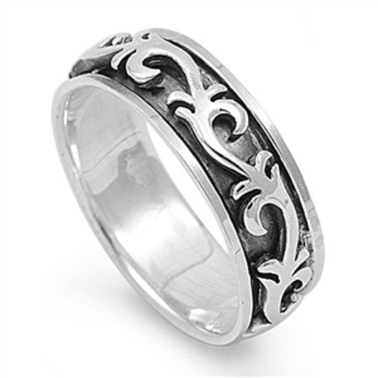 Silver Ring - Spinner Ring 925 Solid Sterling Silver Band 7 mm (0.31 inch)