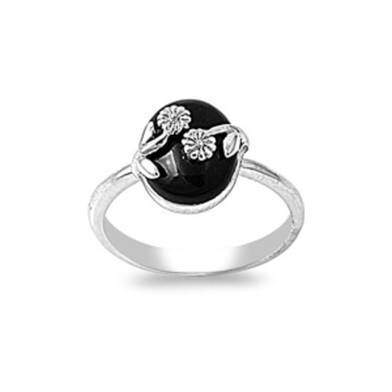 925 Solid Sterling Silver Ring W/ Stone Genuine BLACK ONYX