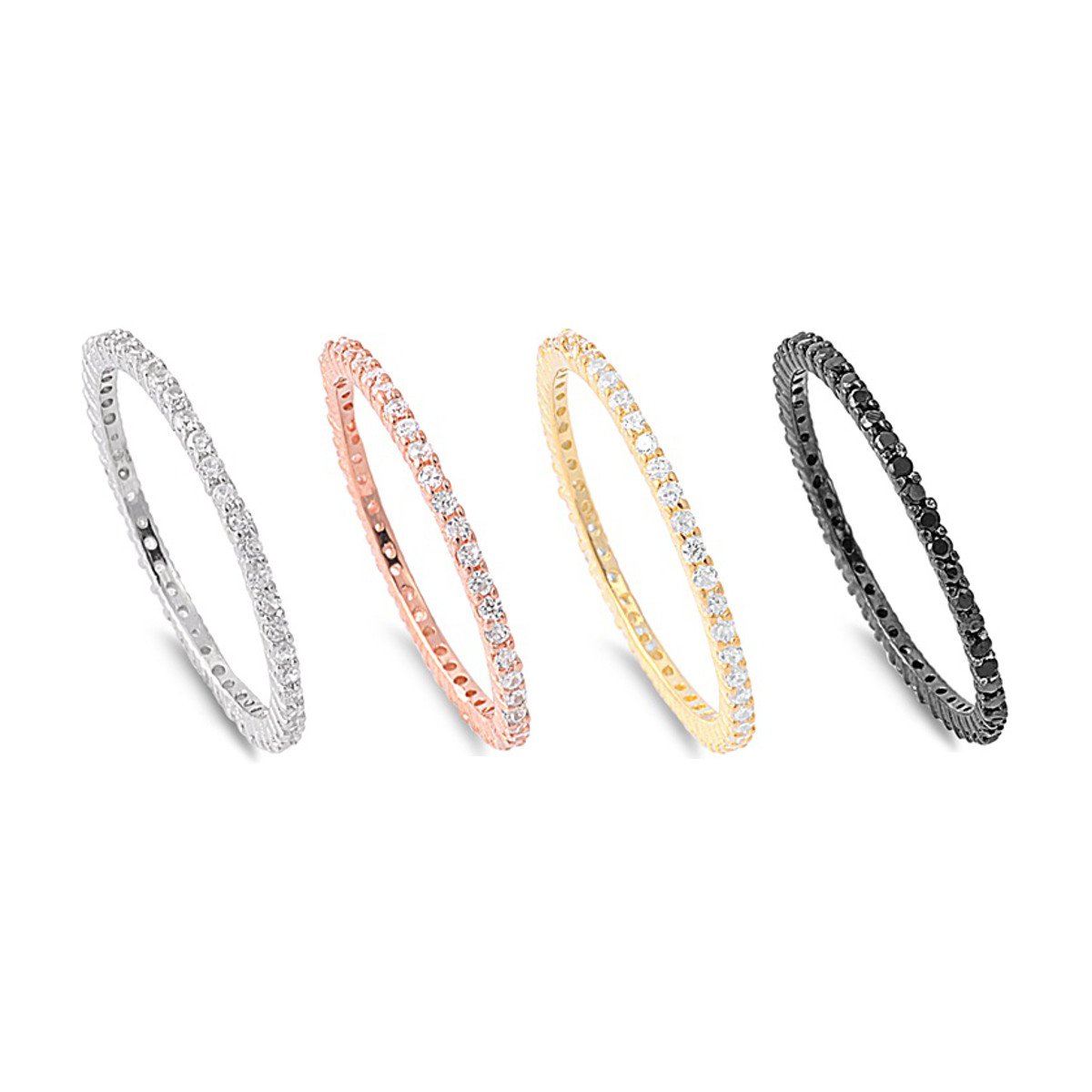 THIN STACKABLE ETERNITY BAND RING Rose Yellow Gold Black Sterling Silver 1.5mm S