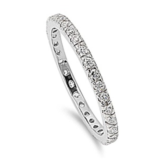 CZ Stackable Eternity Band .925 Sterling Silver Wedding Anniversary Ring 2MM Ste