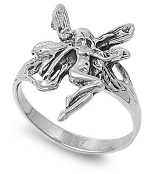 Silver Ring - Fairy 925 Solid Sterling Silver Band 17 mm