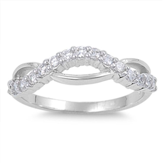 NEW! Thin Infinity Love Knot Clear CZ Solid 925 Sterling Silver Band Ring Sterli