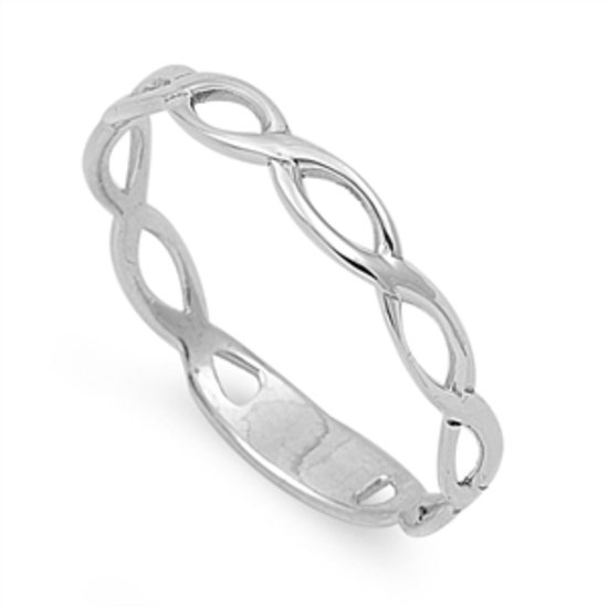 3MM INFINITY LOVE KNOT THIN BAND Solid Sterling Silver Ring 925 Solid Sterling
