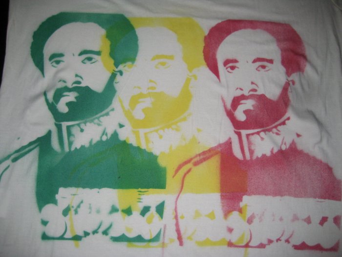 Haile Selassie Bamboo T-Shirt - Rastafari *XL*Red Gold Green