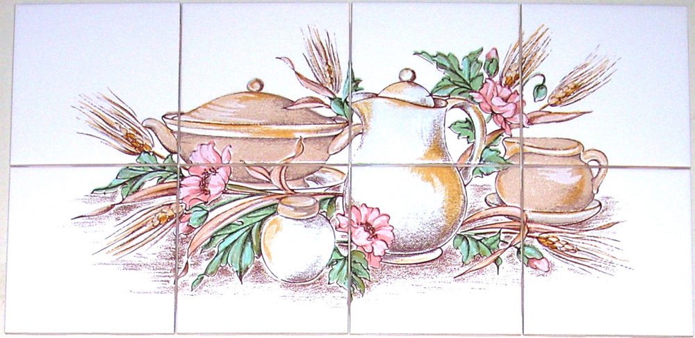 closeout Kitchen Ceramic Tile Mural Wheat Kiln Fired Back Splash 6pcs of 4.25"