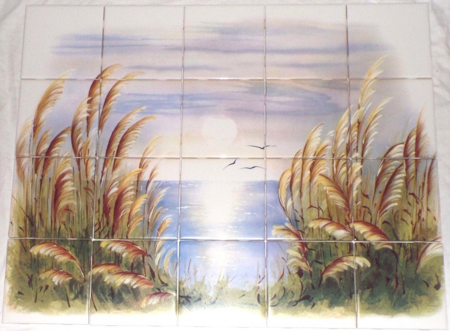 The Morning Lake Ceramic Tile Mural 20 pc 4.25" Kiln Fired Back Splash