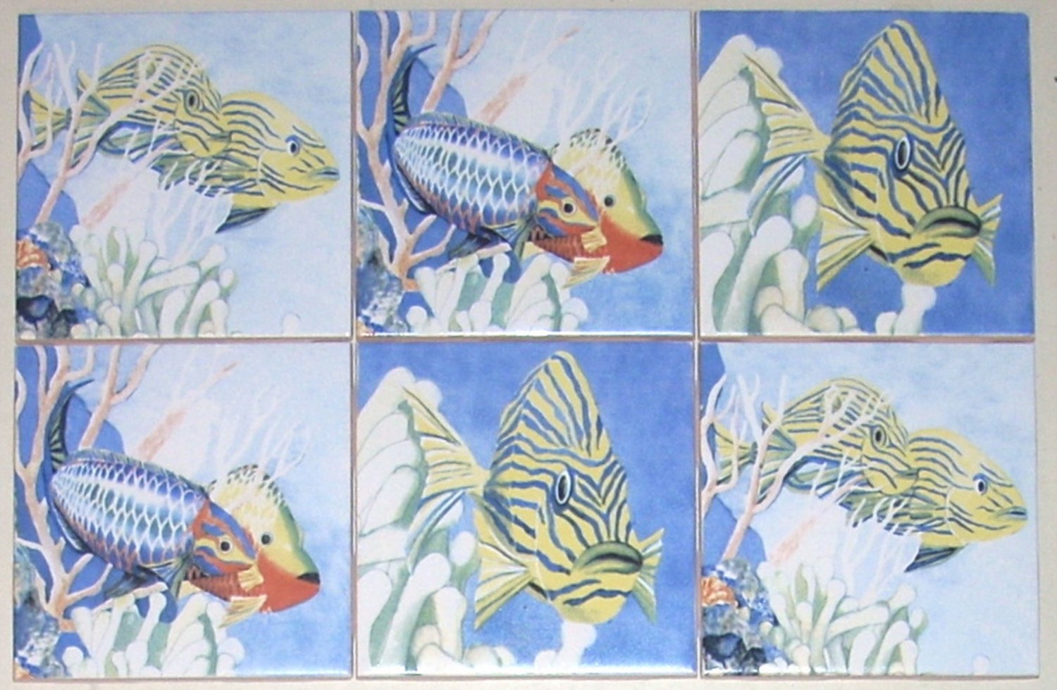 Tropical Fish Ceramic Tile Accents 6 / 4.25" Kiln Fired Back Splash Decor