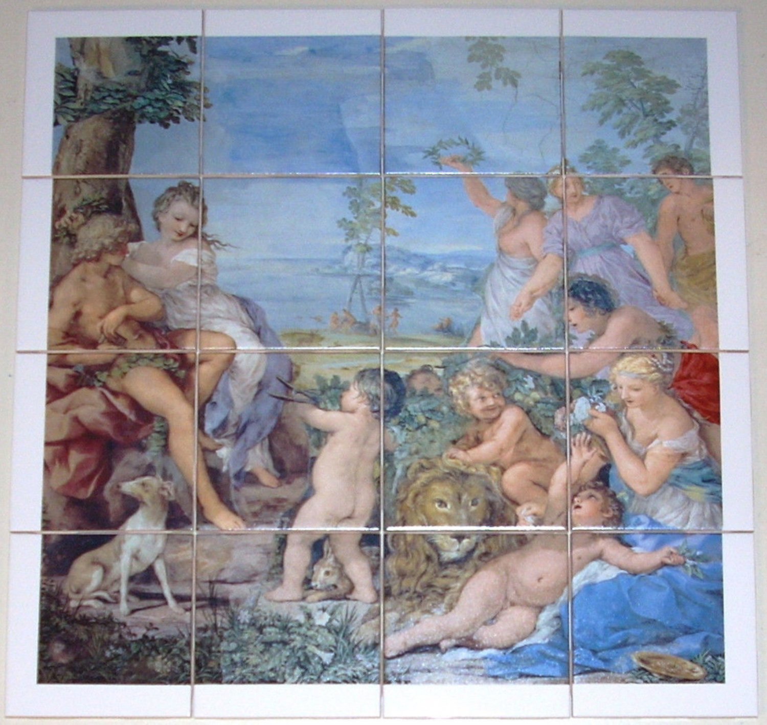Closeout Mythology Ceramic Tile Mural 16 pcs 4.25" Kiln Fired #1 Beautiful 17" x 17"