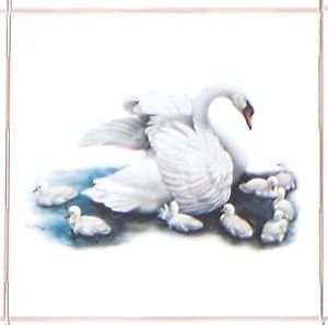 CLOSEOUT Pretty Swan Tile Kiln Fired Ceramic Accent Tiles 4.25" x 4.25" Bird