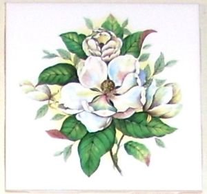 CLOSEOUT Magnolia Flower Ceramic Tile Accents 4.25 Kiln Fired Back Splash Tiles
