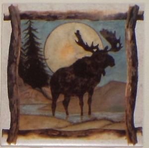 Moose Beige Ceramic Tile Kiln Fired Back Splash Decor 6"x 6" Brown