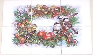 Chickadee Song Bird Ceramic Tile Mural 6pcs 4.25" Kiln Fired Decor