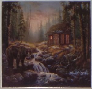 Bear Cabin Ceramic tile 6" x 6" kiln fired back splash decor