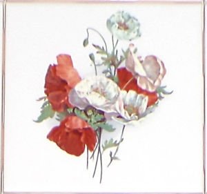 Closeout Poppy Flower Ceramic Accent Tile 4.25" Flower Kiln Fired Back Splash Decor