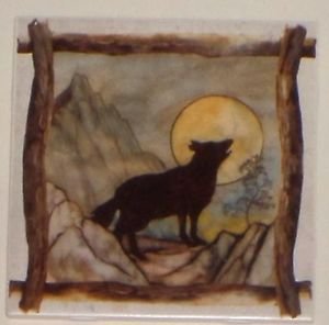 Wolf or Coyote Beige Ceramic Tile Kiln Fired Back Splash Decor 6"x 6" Brown