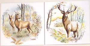 Deer Ceramic Tile Kiln Fired Back Splash Decor 6"x 6" Biscuit Color Tile