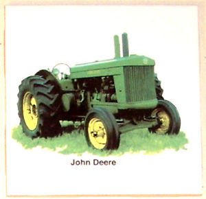 Closeout Green Farm Tractor John Deere Ceramic Tile 4.25" x4.25" Kiln fired Decor
