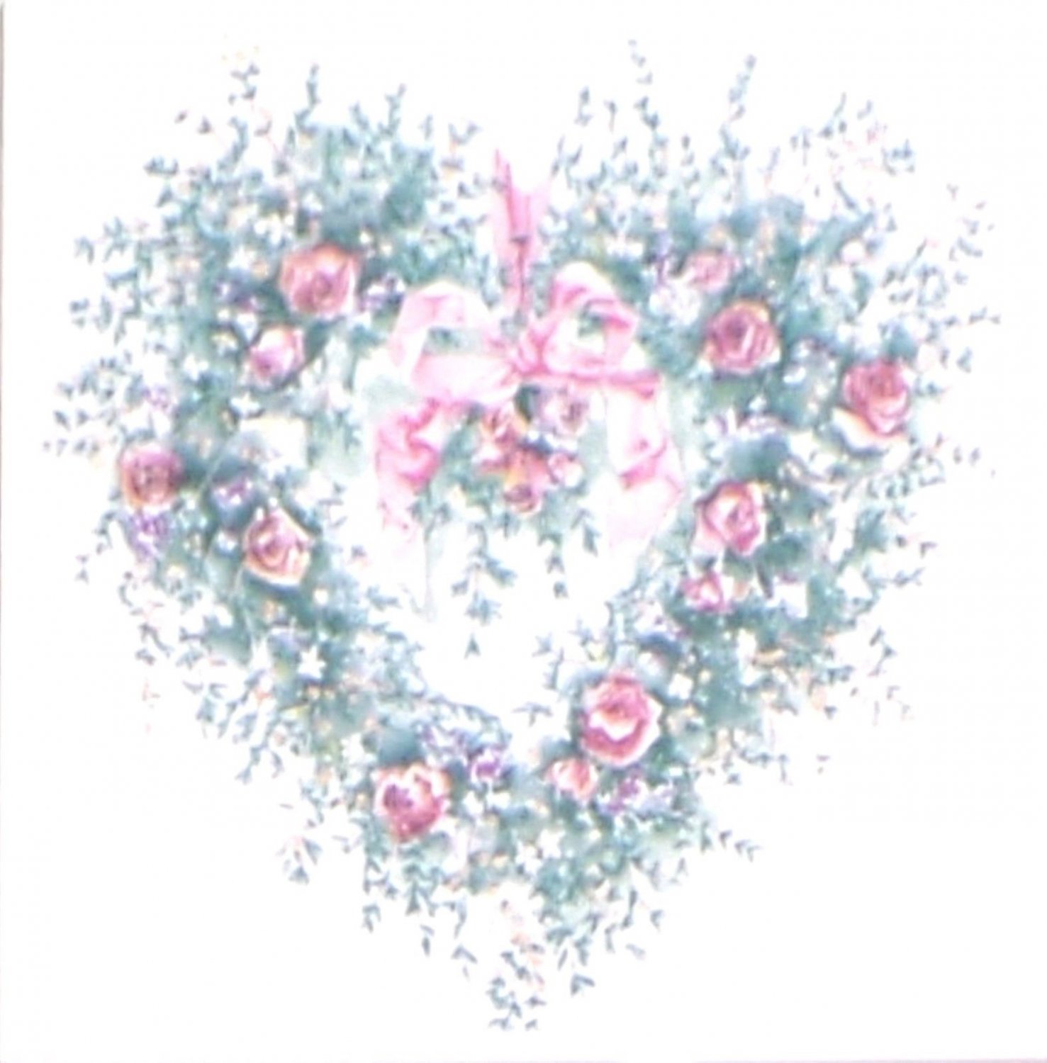 Closeout Heart Pink Rose Ceramic Tile Mural Accent 4.25" x 4.25" Kiln Fired Back Splash