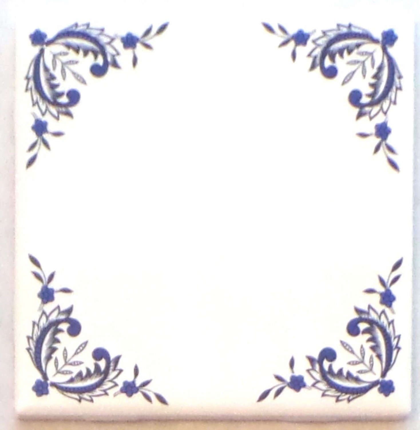 One Blue Willow Ceramic 4.25" Accent Tile Kiln Fired Decor Decorative Corners