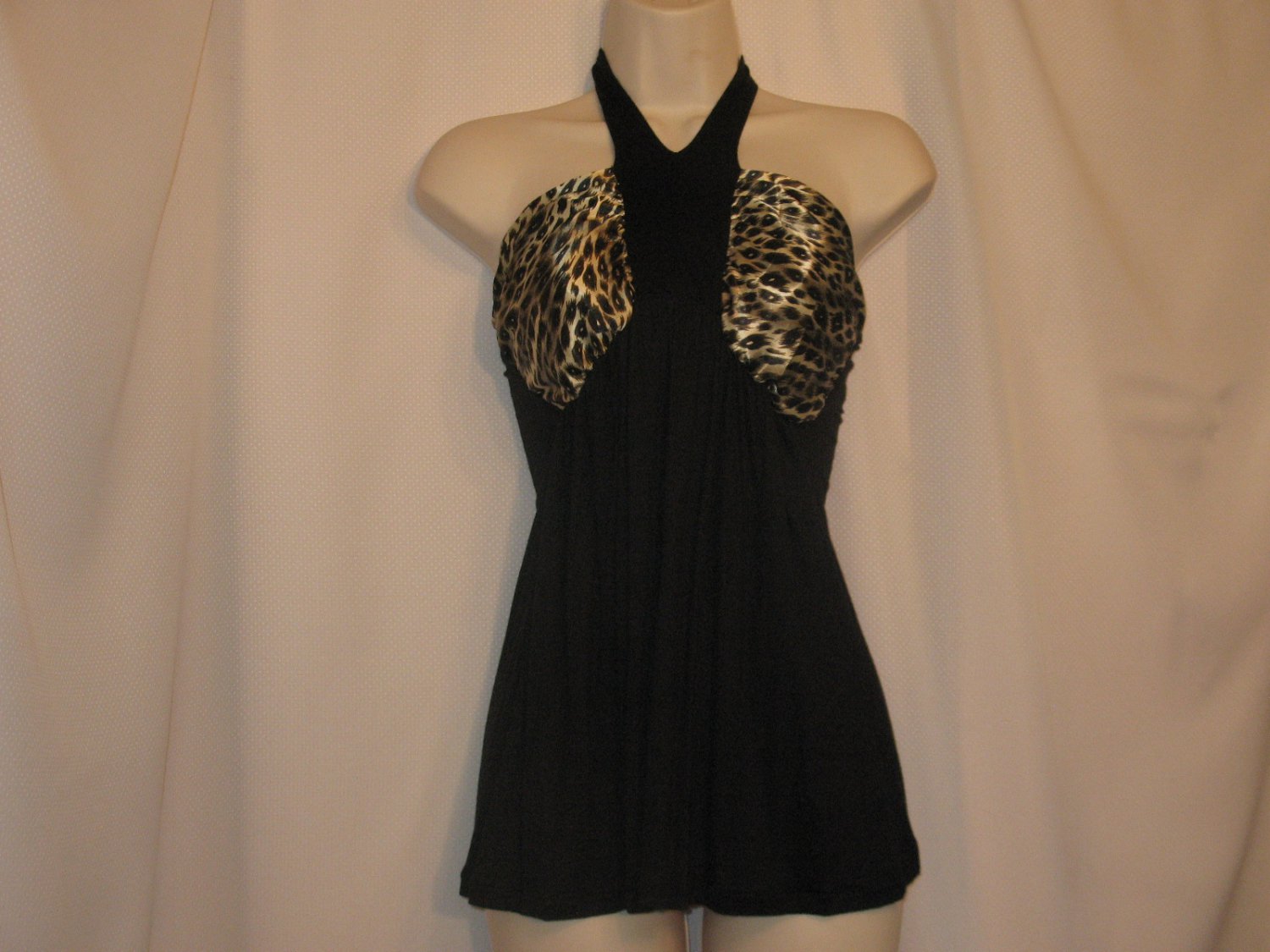 Uluwatu Leopard Halter m Ruched Top Satin Bust