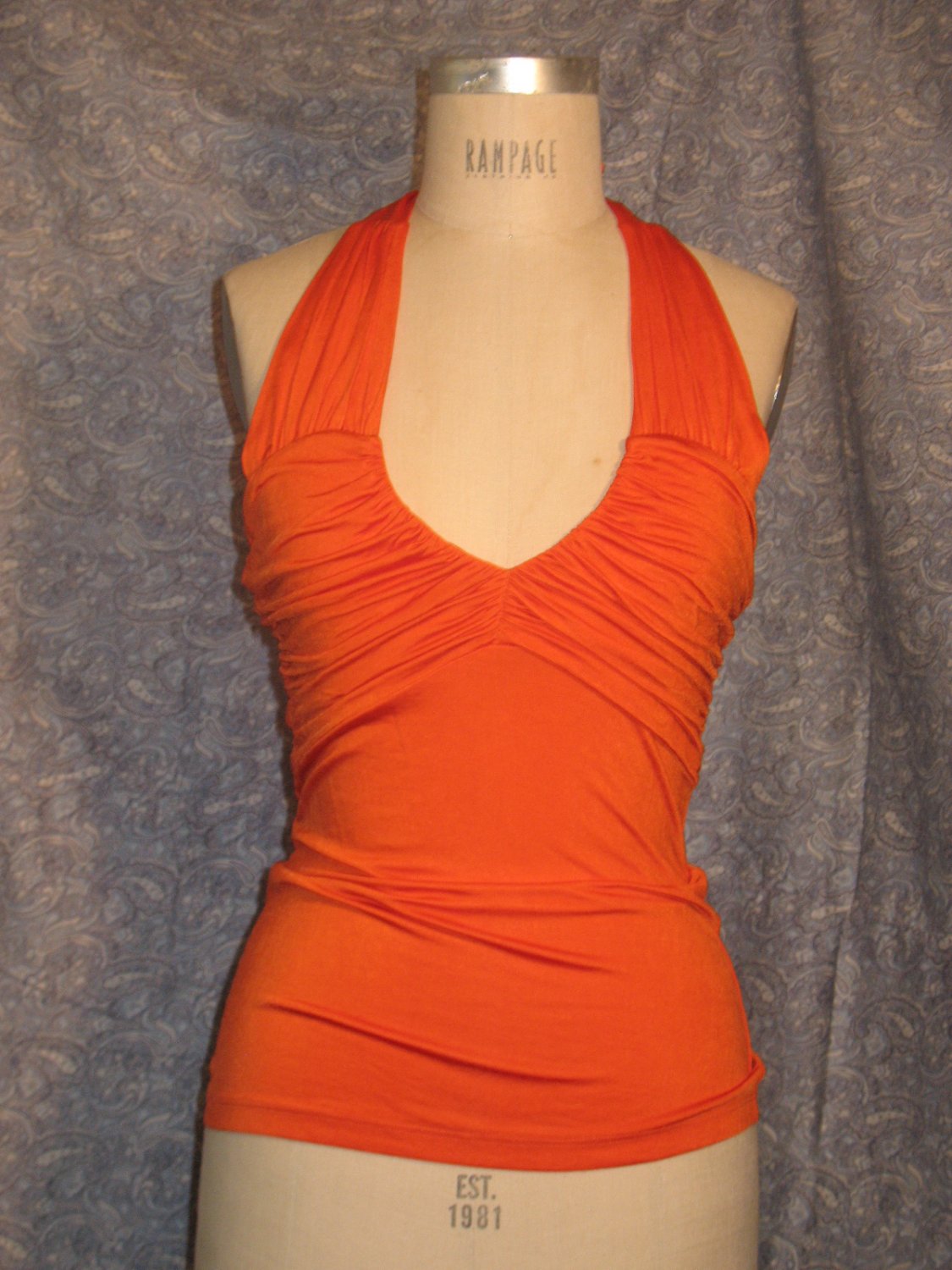 Marciano s/p Tangerine Shirred Low Cut Halter Top