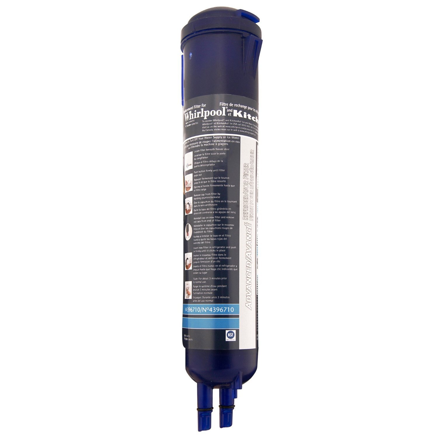 Whirlpool 4396710 KitchenAid PUR Push Button Refrigerator Water Filter, 1-Pack