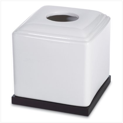 BLACK & WHITE CERAMIC TISSUE BOX Item #37560