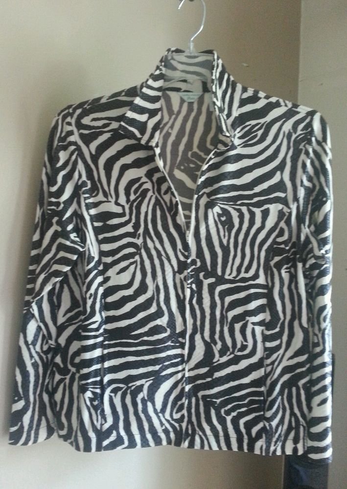 Laura Ashley Petite PL Zip Jacket Top Black Snake Skin Animal Print Wet Look